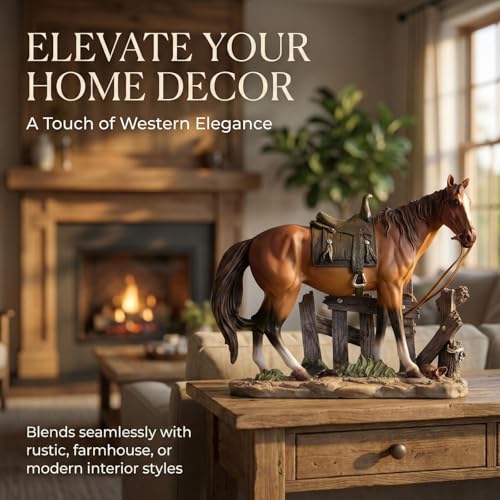 JINGTIANCD Horse Statue Figurine Sculpture Resin Collectible Gifts for Horse Lover Office Home Decor Desk Accessories Decoration Garden Figurines Outdoor Decor (Brown) - Image 3