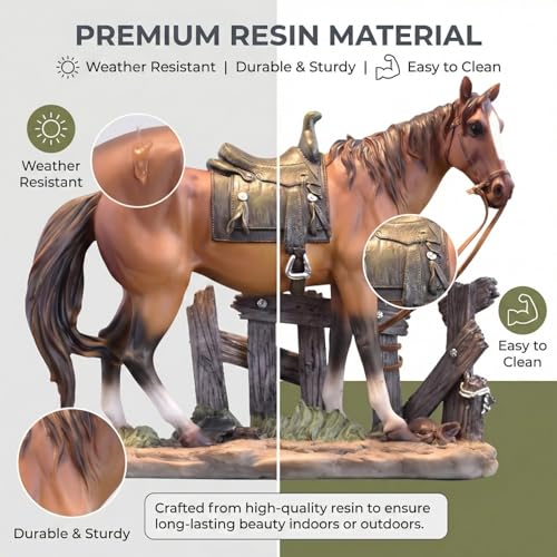 JINGTIANCD Horse Statue Figurine Sculpture Resin Collectible Gifts for Horse Lover Office Home Decor Desk Accessories Decoration Garden Figurines Outdoor Decor (Brown) - Image 5