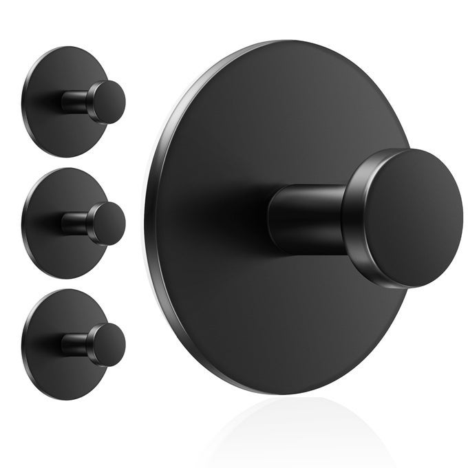 MULTIFUNCTIONAL TOWEL HOOKS FOR BATHROOM WALL EXTRA STICKY STAINLESS HOLDS UP TO 12LB COAT HOOKS WALL HOOKS ADHESIVE DOOR HOLDER HANGER SHOWER ACCESSORIES MATT BLACK HEAVY DUTY