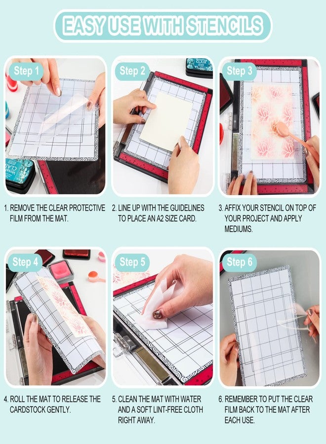 BAOFALI 2PCS 6.5X 8.5inch Stick and Stamp Mat, Low Stcik Mat Multi-Use Low Tack Mat；for DIY Projects Paper Card Scrapbooking to Hold Project in Placeholding Your Stencil in Place While Ink Blending. - Image 5