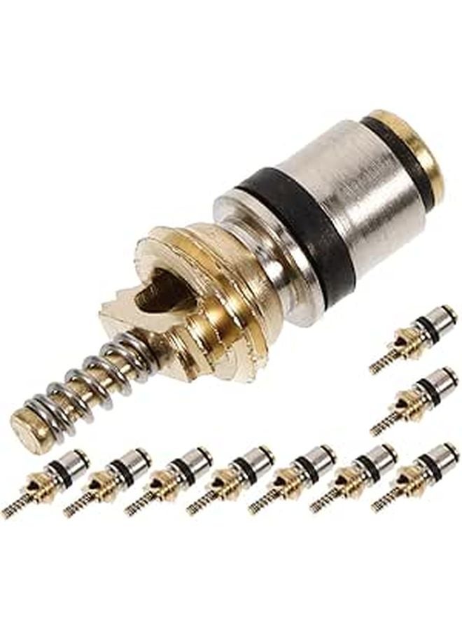مجموعة صمامات النحاس AC 10 قطع صمام الجذع عالي/منخفض الضغط لأنظمة السيارات R134a - Image 1