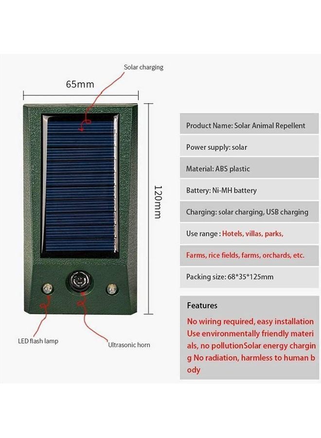 NIBEMINENT Solar Waterproof Ultrasonic Animal Repeller Pest Green - Image 2