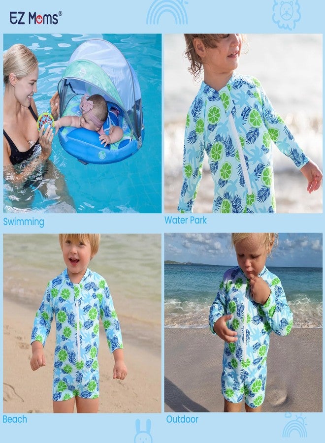 EZ Moms Baby Boy Swimsuit UPF 50+ Long-Sleeve 2-3T Swimsuit Boys One Piece Zipper Toddler Bathing Suit Boys Swim Suit Baby Beach Swimwear Sunsuit Baby Rash Guard with a Swim Cap (Lemon, 2-3T) - Image 5