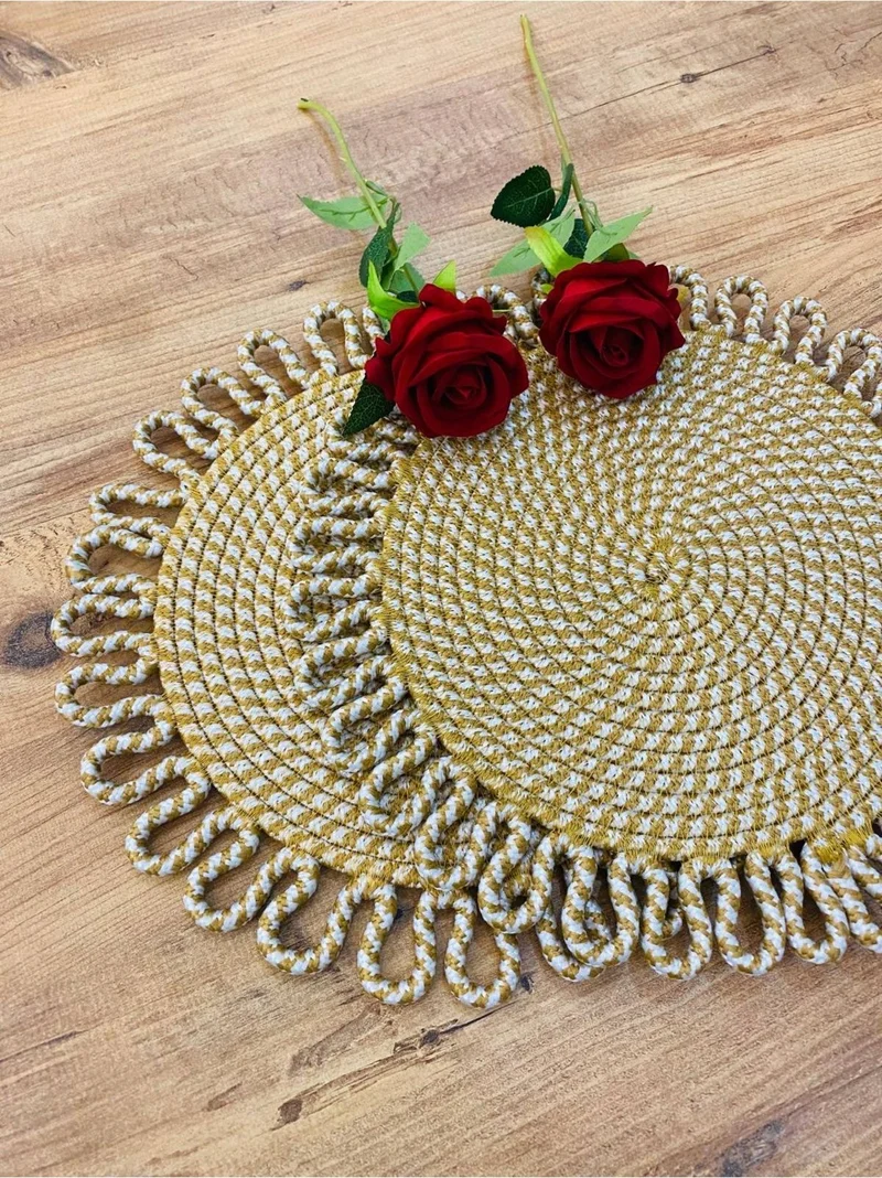 بدز ديري BDZ Leather Wicker Jute Presentation Plate Mat American Service 2 Piece