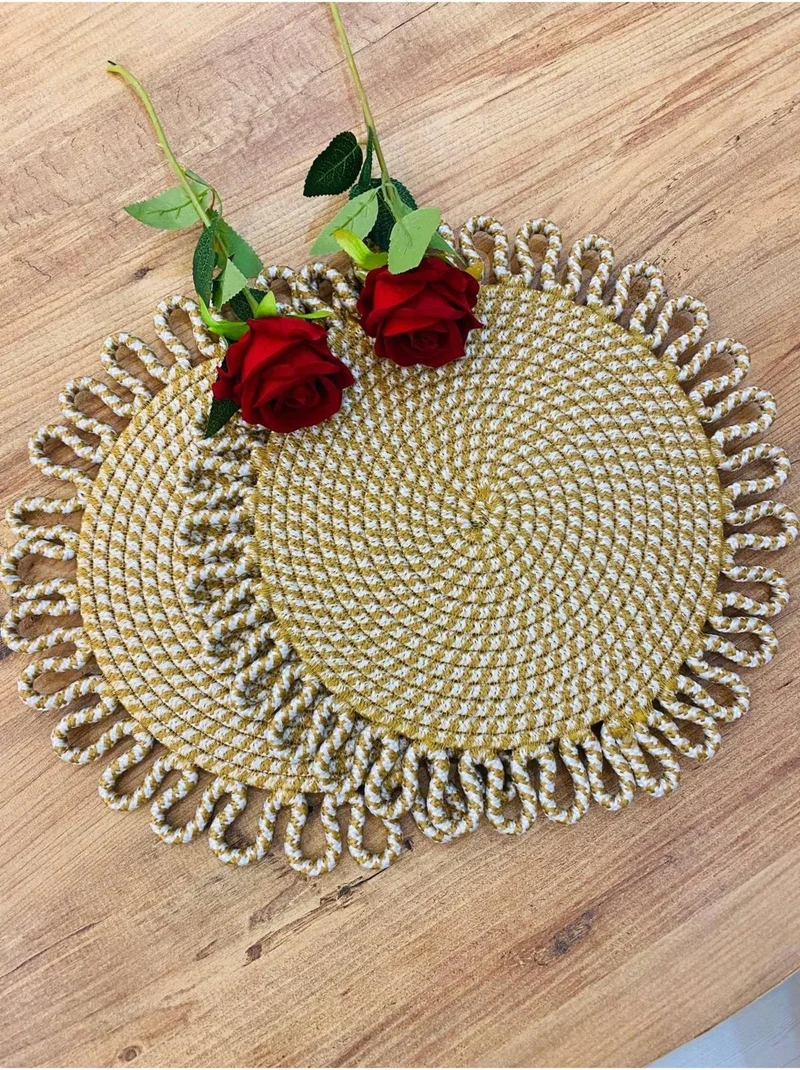 بدز ديري BDZ Leather Wicker Jute Presentation Plate Mat American Service 2 Piece