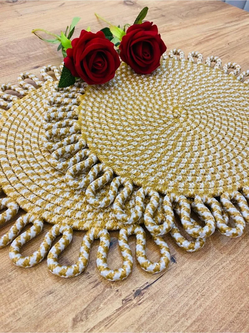 بدز ديري BDZ Leather Wicker Jute Presentation Plate Mat American Service 2 Piece