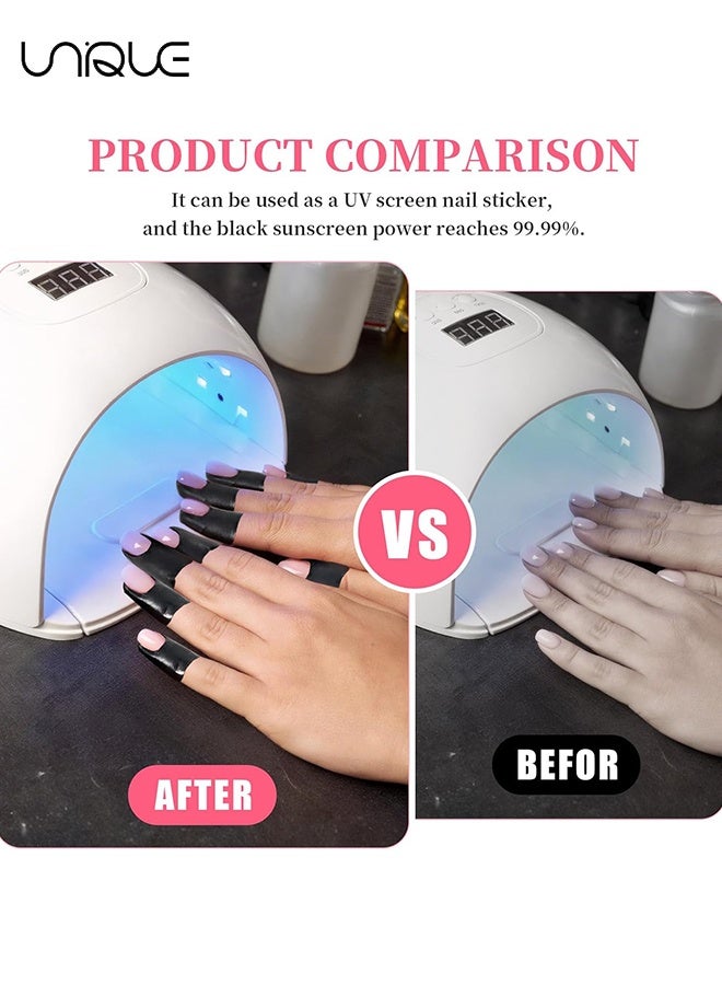 Unique 10 Sheets - (100Pcs）Nail Polish Protector - Gel Nail Sticker - Peel Off Barrier - UV Finger Protection - Skin Cuticle Protector Tape - U-Shaped French Tip Nail Art Accessories DIY - Black/Blue/Red/Green/Purple - Image 3