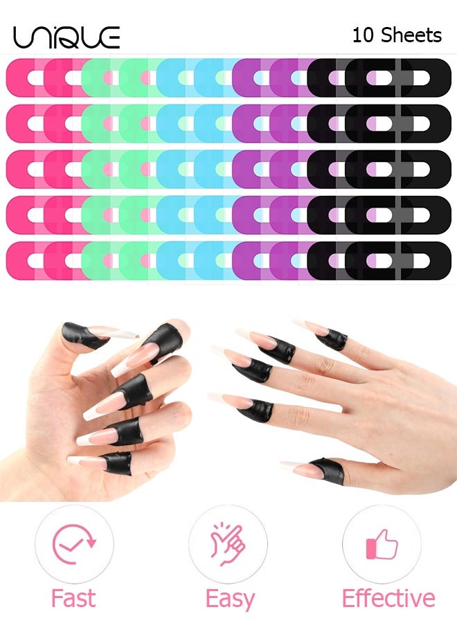 Unique 10 Sheets - (100Pcs）Nail Polish Protector - Gel Nail Sticker - Peel Off Barrier - UV Finger Protection - Skin Cuticle Protector Tape - U-Shaped French Tip Nail Art Accessories DIY - Black/Blue/Red/Green/Purple - Image 1