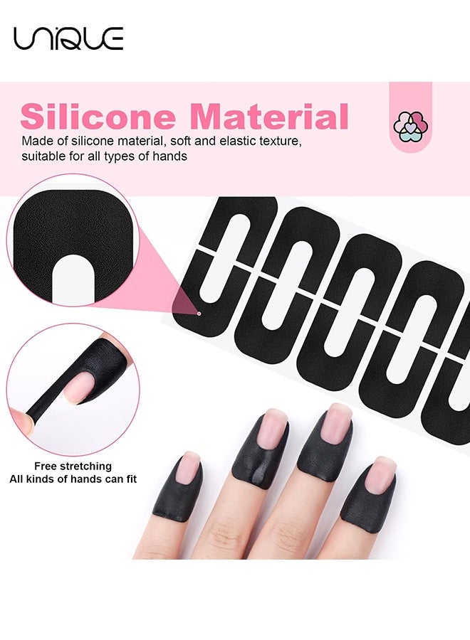 Unique 10 Sheets - (100Pcs）Nail Polish Protector - Gel Nail Sticker - Peel Off Barrier - UV Finger Protection - Skin Cuticle Protector Tape - U-Shaped French Tip Nail Art Accessories DIY - Black/Blue/Red/Green/Purple - Image 4