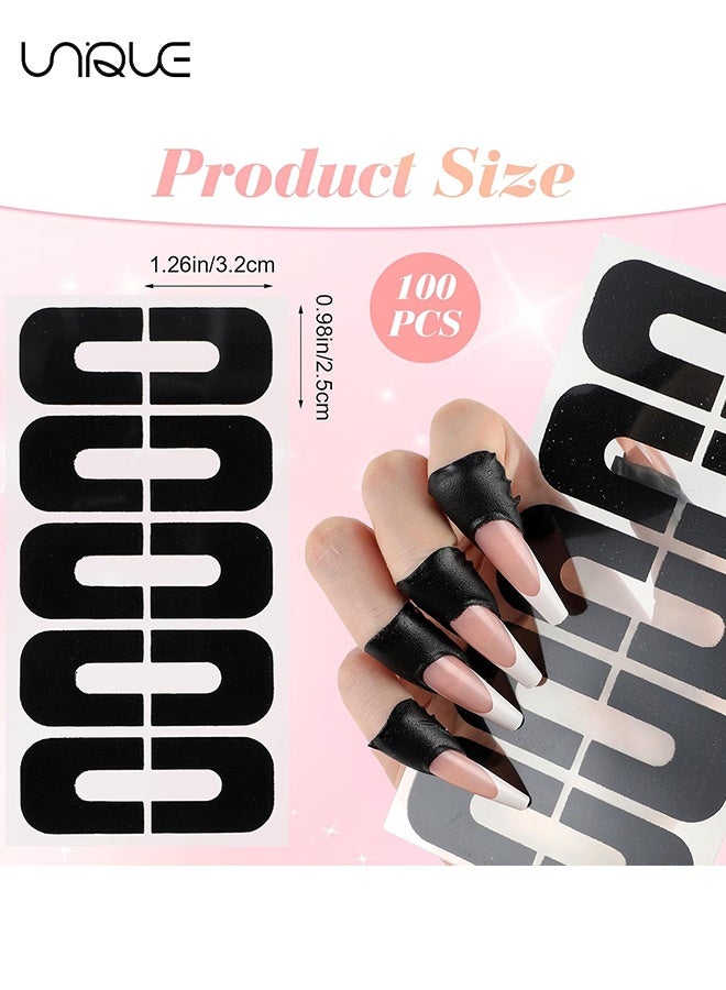 Unique 10 Sheets - (100Pcs）Nail Polish Protector - Gel Nail Sticker - Peel Off Barrier - UV Finger Protection - Skin Cuticle Protector Tape - U-Shaped French Tip Nail Art Accessories DIY - Black/Blue/Red/Green/Purple - Image 2