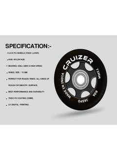 Jaspo Inline Pu Wheels 72Mm Inline Spare Skate Wheels, Roller Blade Skating/Waveboard/Luggage Wheels, Training/Replacement Wheels (Cruizer 72 Mm (Pack Of 2))  - Image 3