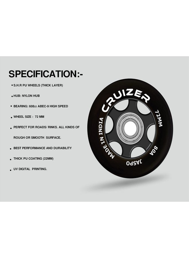 Jaspo Inline Pu Wheels 72Mm Inline Spare Skate Wheels, Roller Blade Skating/Waveboard/Luggage Wheels, Training/Replacement Wheels (Cruizer 72 Mm (Pack Of 2)) - Image 3