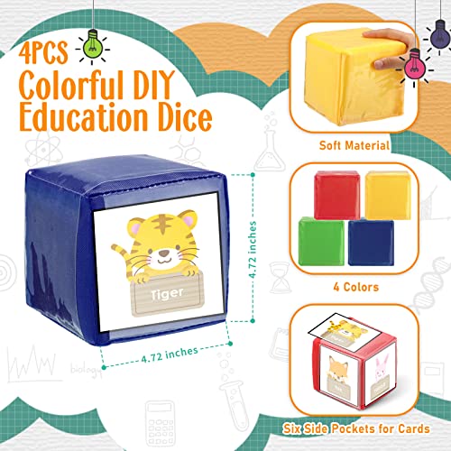 Yilloog 4 Pcs Large Foam Dice with Pockets DIY Education Playing Soft Dice Cube Learning Teaching Stacking Blocks Photo472 InchClassic Color - Image 5
