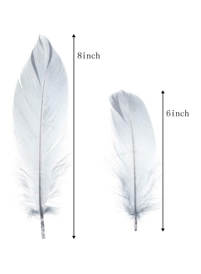 100PCS Natural Goose Feathers Decoration - Assorted Colorful 6-8 inch Feather for DIY Crafts Festival Erikord (Grey) - Image 5