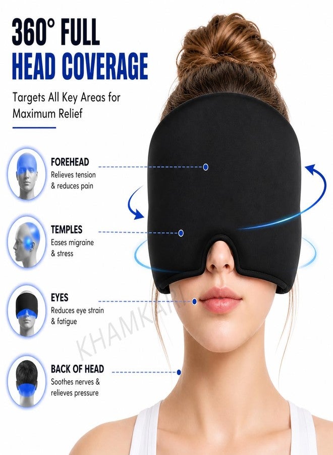 KHAMKARI Migraine Relief Cooling Gel Cap for Headache, Sinus & Stress Relief | 360° Cold Therapy Ice Head Wrap | Reusable, Stretchable & Light Blocking Design For Men & Women -Black - Image 3