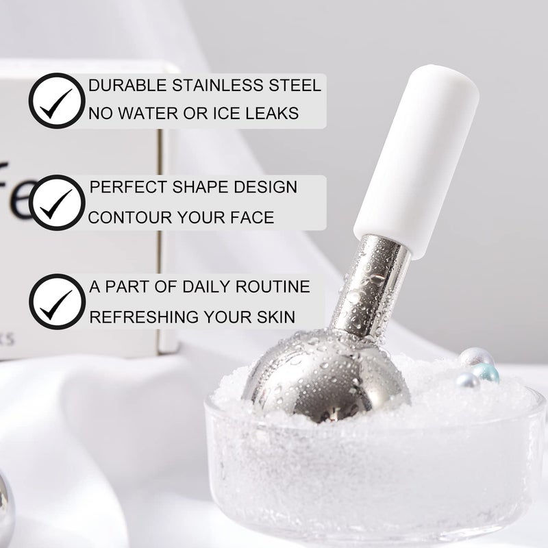 pfefe Ice Globes for Face & Eyes, Unbreakable Stainless Steel Cryo Sticks for Beauty Routines, Facials Cold Roller Cooling Globes for Puffiness, Wrinkles, Dark Circles, Headaches - Image 2