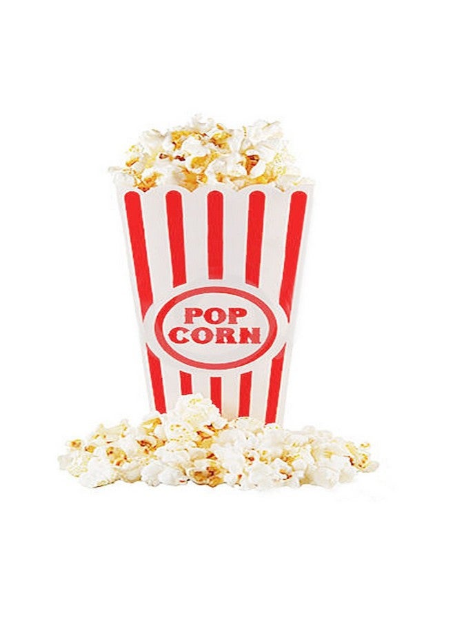 Novelty Place [Novelty Place] Plastic Red & White Striped Classic Popcorn Containers for Movie Night - 7.8" Tall x 3.8" Square (8 Pack) - Image 2