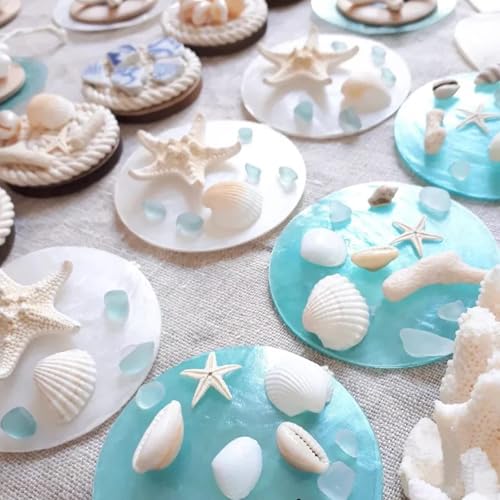 JQAQJU 32PCS Starfish and Scallop Shells for Crafts 34 with Pearls Natural Sea Shells for Crafting Beach Party Christmas Decor DIY - Image 3