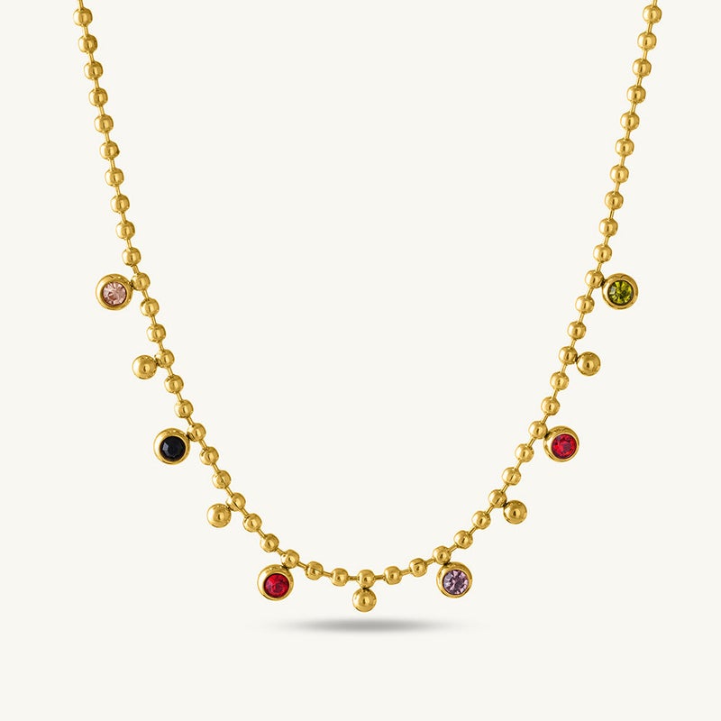 PALMONAS 18k Gold Tone Plated Jewel Cascade Beaded Necklace
 for Women - Image 1