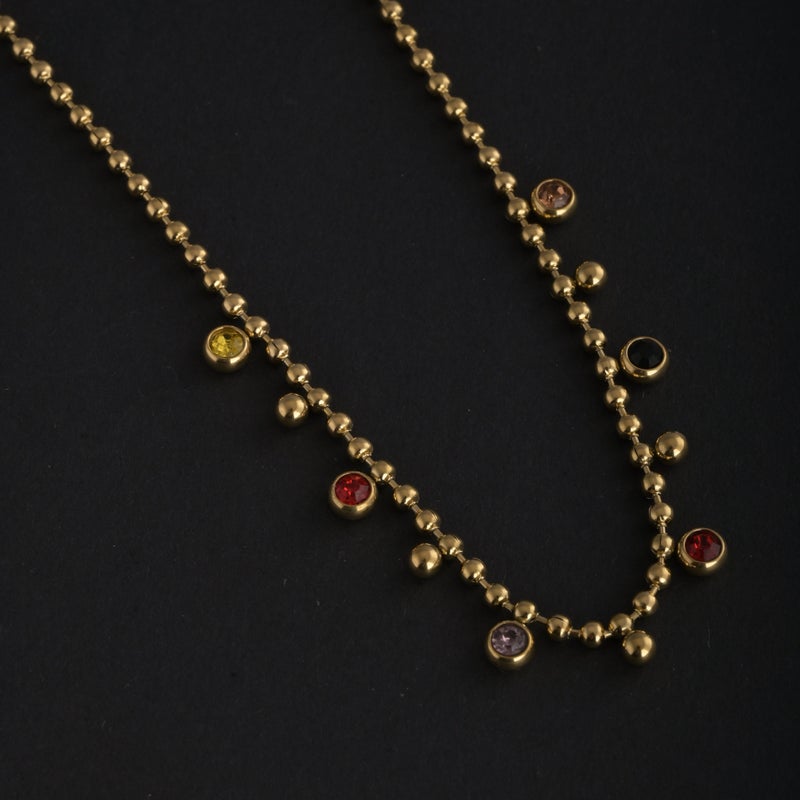 PALMONAS 18k Gold Tone Plated Jewel Cascade Beaded Necklace
 for Women - Image 3