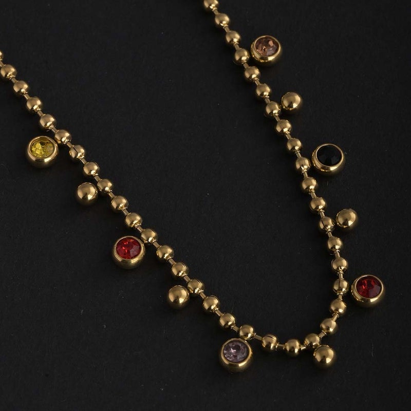 PALMONAS 18k Gold Tone Plated Jewel Cascade Beaded Necklace
 for Women - Image 2