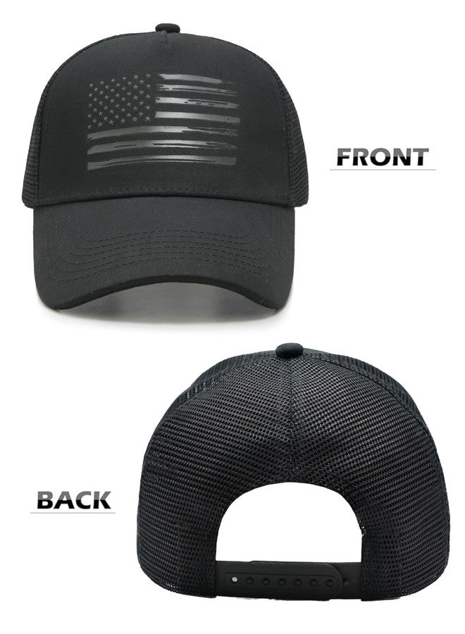 HAFOUXIGM 2 Pack American Flag Trucker Hats, Fitted Breathable Comfortable Mesh Snapback USA Flag Baseball Caps for Men Women - Image 4
