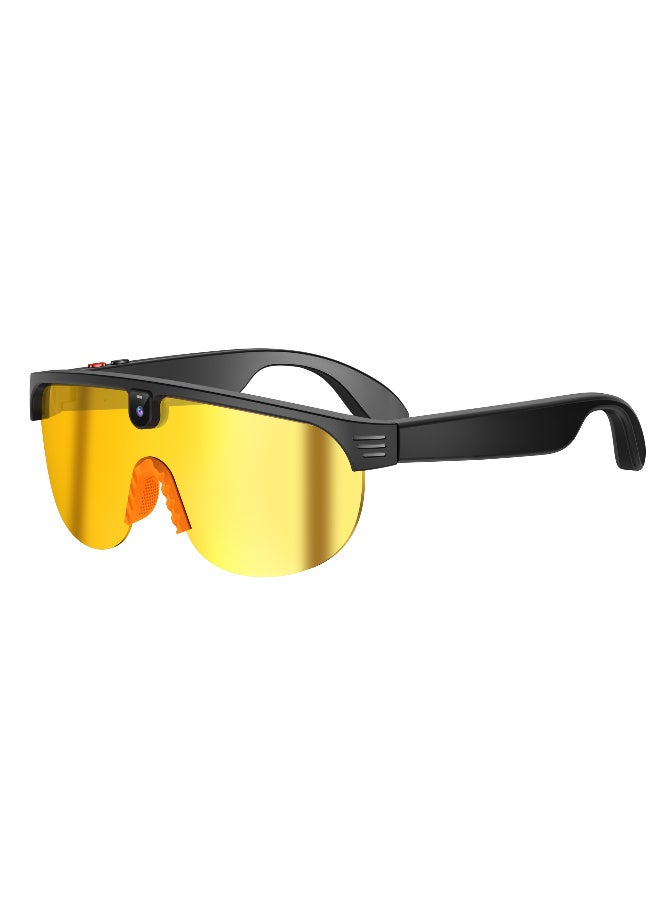 ZESITH Black-Yellow Sports Smart Glasses, 800W HD Camera, Anti-Shake Video, Bluetooth Call, Music, Dual Lenses for Cycling - Image 1