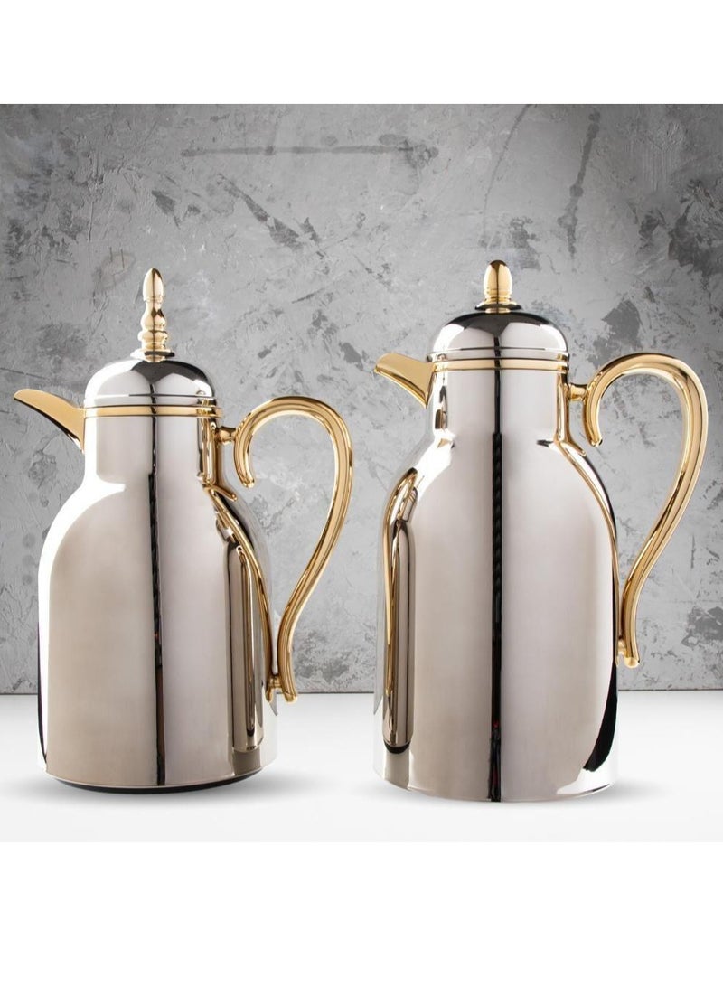 Thermos Set for Tea and Coffee , Golden/Silver