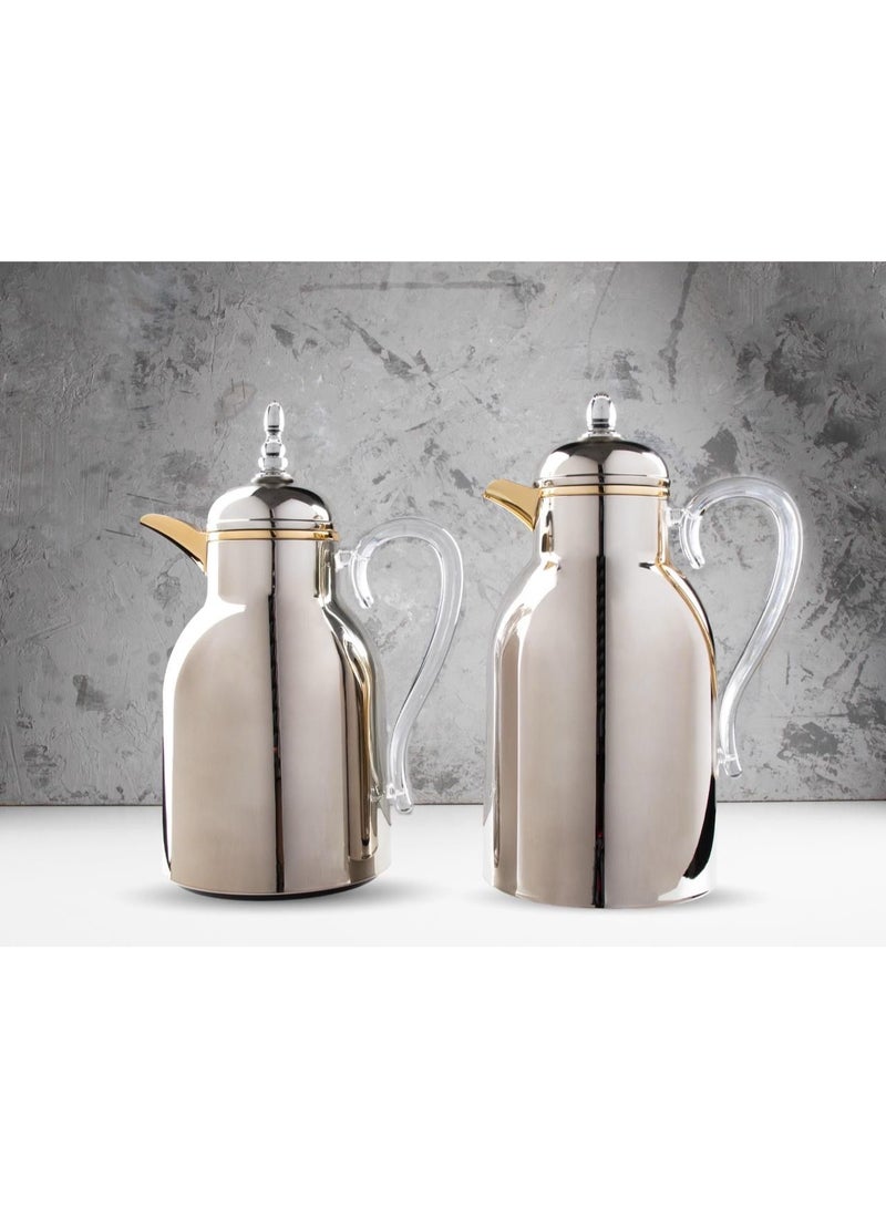 Thermos Set for Tea and Coffee , Golden/Silver