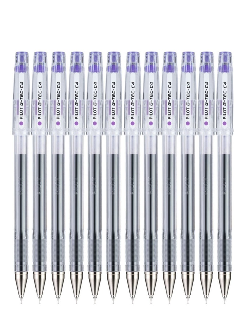 PILOT 12-Piece G-Tec Ultra Fine Roller Pen 0.4mm Tip Violet Ink  - Image 1
