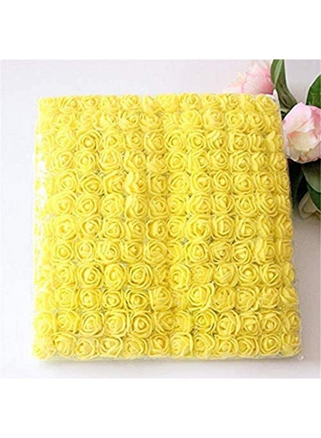 إليجانس 144 قطعة من الزهور الاصطناعية لعيد الحب والأشغال اليدوية، وردة إسفنجية صناعية صغيرة الحجم للحرف اليدوية والمهرجانات وديكور المنزل وديكورات غرفة بوجا (أصفر) - Image 1