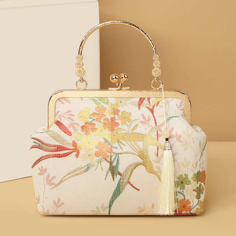 Summer Chinese Embroidery Crossbody Bag with Pearl Decoration - Image 4