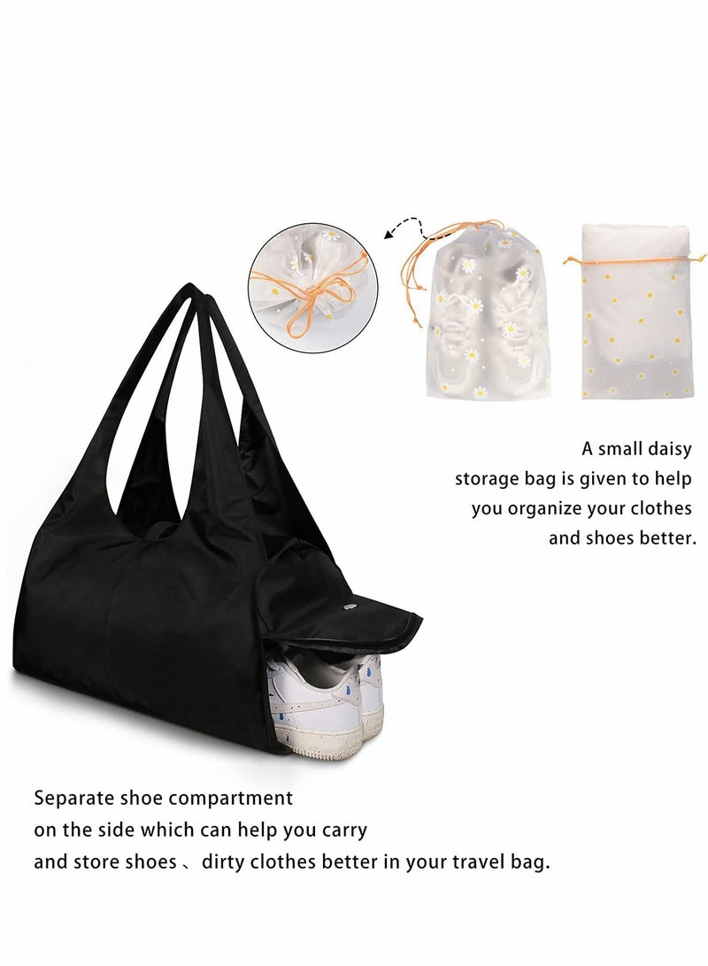 Excefore Gym Sport Bag, Light Gym Bag, Yoga Mat Bag and Carriers with Yoga Mat Strap, Waterproof Bag, Large Sports Duffel Bag, Training Handbag with Shoes Compartment Luggage Weekender Travel Bag, Black  - Image 2