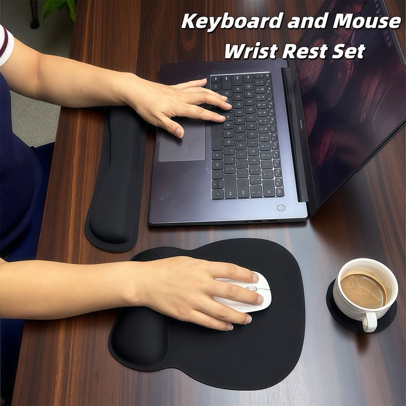Purple Memory Foam Keyboard and Mouse Wrist Rest Set Non-Slip Rubber Base for Home Office - Image 4