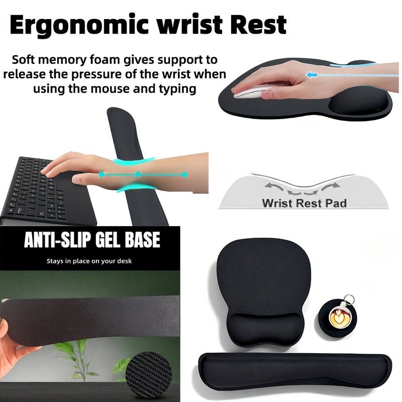 Purple Memory Foam Keyboard and Mouse Wrist Rest Set Non-Slip Rubber Base for Home Office - Image 5