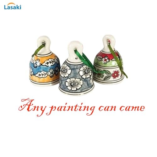 Lasaki Jerry Big Bell Set of 2 Ceramic windchimes Hand Painted for mandir aarti pujan, Wall hangings,Entry Gates,Home Decor,for puja,Office(L - 8.5 X W - 8.5 X H - 12 cm) - Image 4