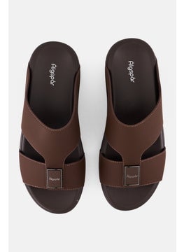 Algspar Men Slip On Arabic Sandals, Dark Brown  - Image 4