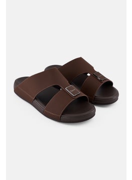 Algspar Men Slip On Arabic Sandals, Dark Brown  - Image 1