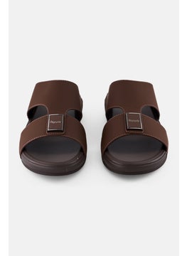 Algspar Men Slip On Arabic Sandals, Dark Brown  - Image 2