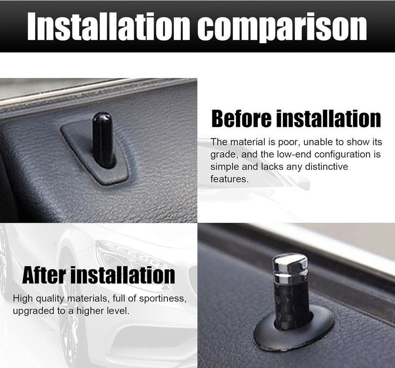 Sodcay Pack of 4 Carbon Fiber Car Door Lock Knobs - Image 3