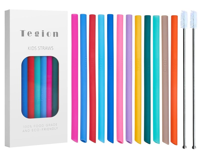Tegion Mini Short Pinch Test Passed 5.5" Replacement Reusable Toddlers& Kids&Baby Silicone Small Straws for The First Years Take & Toss Spill Proof Straw Cup-Safe Fun for Baby Teething Chewing - Image 1