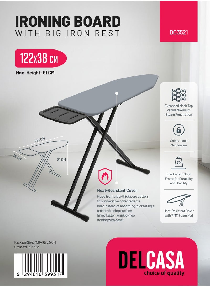 DELCASA Delcasa Mesh Top ironing Board 122X38cm Iron Board Iron table  - Image 4