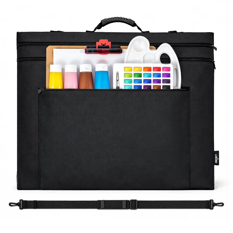 JJRING 18x24 Art Portfolio Tote Bag Large Carrying Storage Case with Handle Adjustable Shoulder Strap Portfolio Folder for Artwork Posters Canvas Drawing Boards
