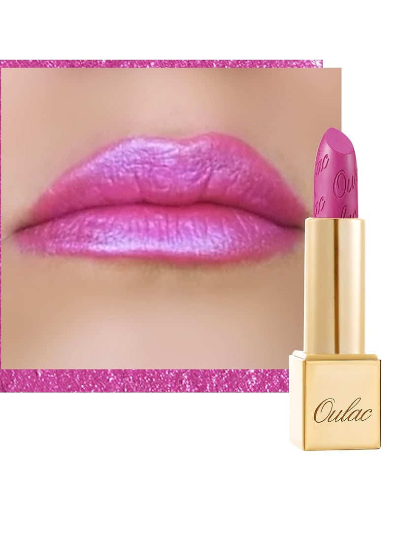 Oulac Oulac Pink Lipstick for Women with Metallic 3D Shine Lightweight Hydrating Formula, High Impact Lip Color, Full Coverage Lip Makeup, Velocity(15)  - Image 1