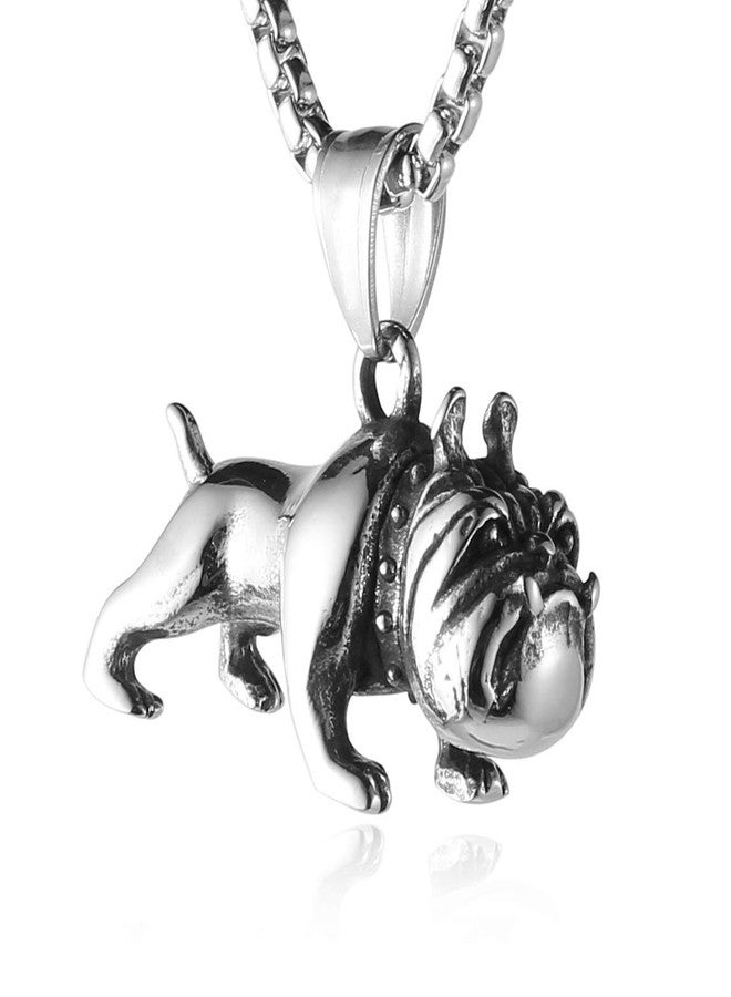 HZMAN Pet Jewelry 3D Bulldog Stainless Steel Pendant Dog Necklace - Image 1