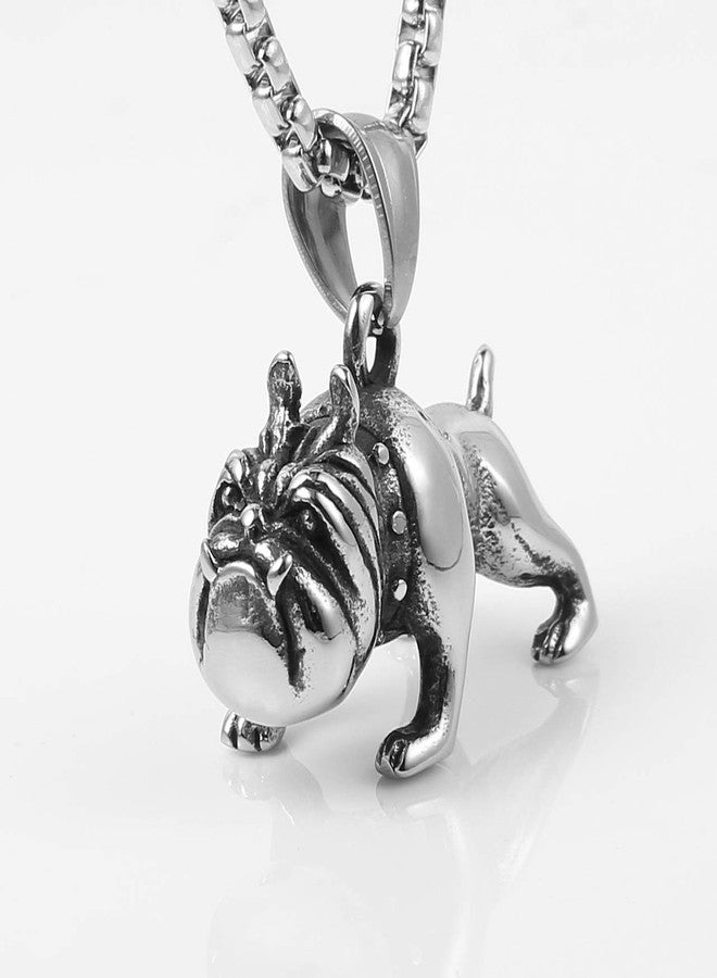 HZMAN Pet Jewelry 3D Bulldog Stainless Steel Pendant Dog Necklace - Image 2