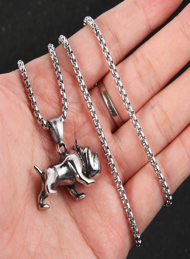 HZMAN Pet Jewelry 3D Bulldog Stainless Steel Pendant Dog Necklace - Image 4