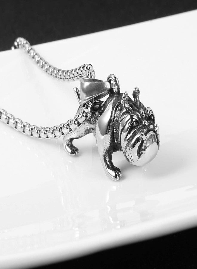 HZMAN Pet Jewelry 3D Bulldog Stainless Steel Pendant Dog Necklace - Image 3