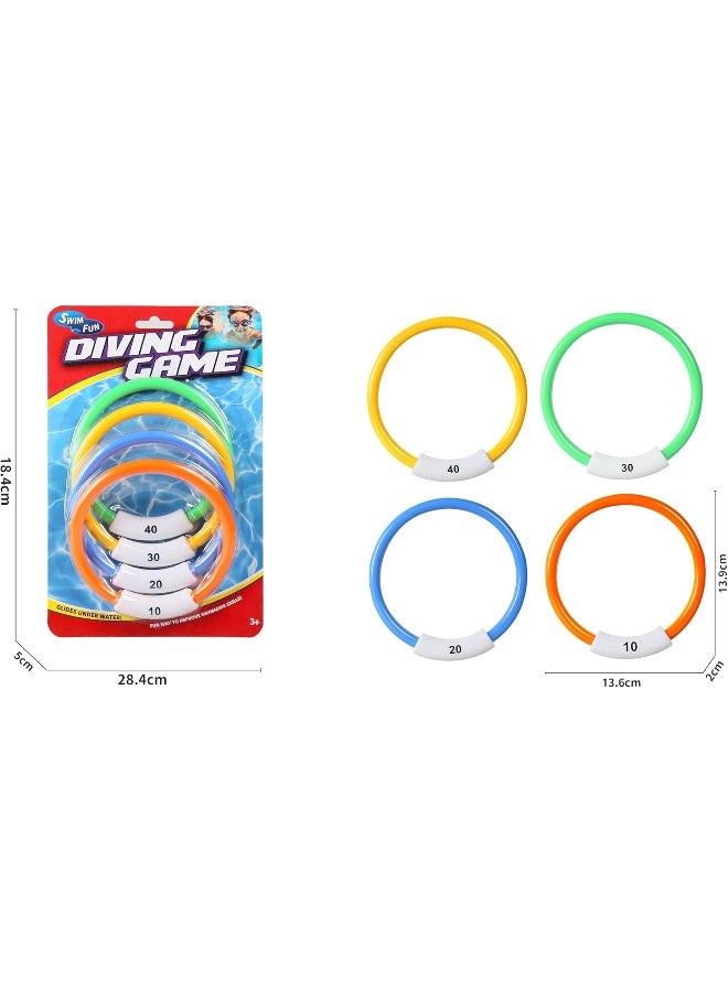 Mondo Diving Ring Toys Set of 4 Pieces Kids Pool Toy – Underwater Sink Rings for Swimming Training, Colorful Pool Game for Diving Practice, Bath Time & Outdoor Water Fun - Image 4