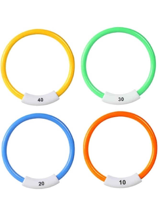 Mondo Diving Ring Toys Set of 4 Pieces Kids Pool Toy – Underwater Sink Rings for Swimming Training, Colorful Pool Game for Diving Practice, Bath Time & Outdoor Water Fun - Image 1